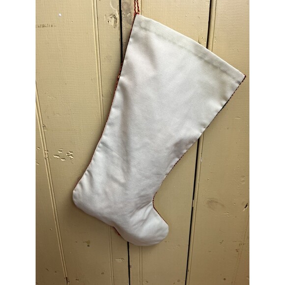 Vintage Hummel Christmas Stocking Hand Embroidered Crewel On Linen & Felt 17" - Picture 7 of 8
